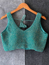 Pearl Moti Blouses SLEEVESLESS | Cyan Blue