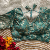 Pure Dola silk Beautiful Partywear Blouse | mint green