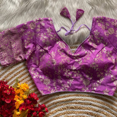 Pure Dola silk Beautiful Partywear Blouse | Pink Purple