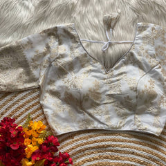 Pure Dola silk Beautiful Partywear Blouse | white