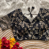 Pure Dola silk Beautiful Partywear Blouse | Black