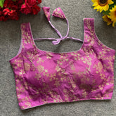 Dola silk jacquard Work Blouse with bollywood style SLEEVELESS