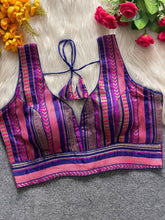 Fancy Partywear design with Banarasi Jacquard Blouse SLEEVELESS