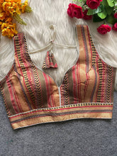 Fancy Partywear design with Banarasi Jacquard Blouse SLEEVELESS