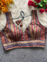 Fancy Partywear design with Banarasi Jacquard Blouse SLEEVELESS