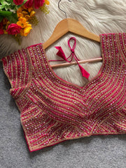Maroon Pure Handwork Blouse with Pearls, Beads & Pipe Work | Ethnic & Handloom Style