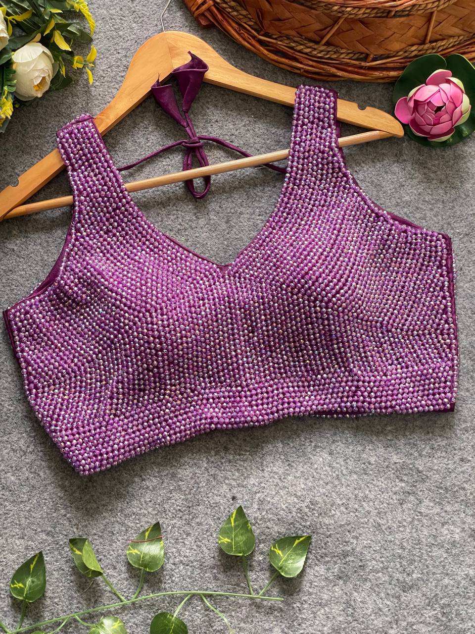 Pearl Moti Blouses SLEEVESLESS | Purple