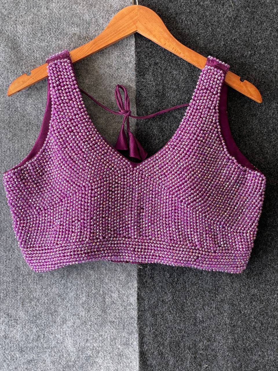 Pearl Moti Blouses SLEEVESLESS | Purple