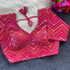 Pure Georgette Viscose with sabyasachi  pattern Blouse | pink