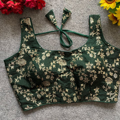 Dola silk jacquard Work Blouse with bollywood style SLEEVELESS