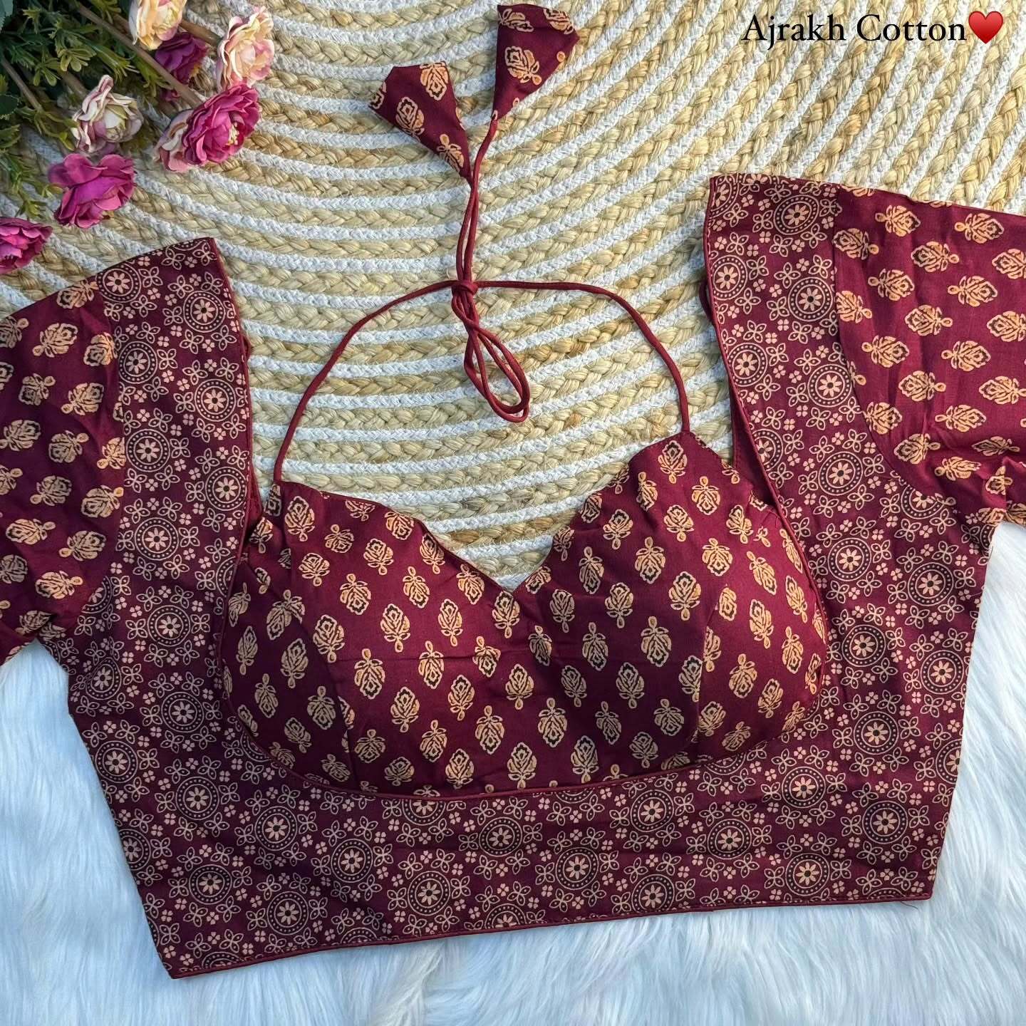 Ajrakh Handblock Printed Cotton Blouse – Ethnic Wear for Women