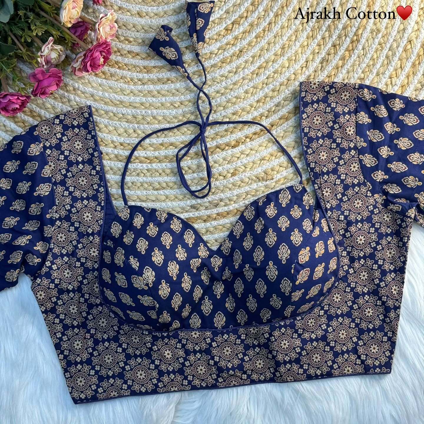 Ajrakh Handblock Printed Cotton Blouse – Ethnic Wear for Women