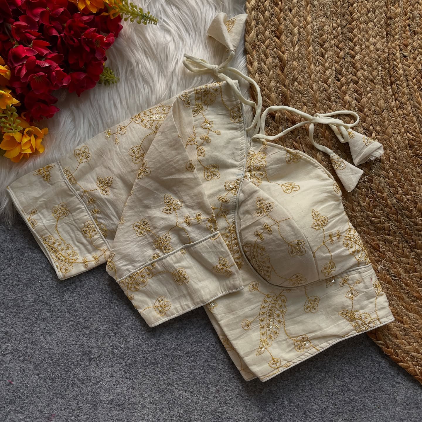 ROYAL JODHA STYLE BRIDAL ORIGINAL KHADI COTTON HALTER NECK BLOUSE