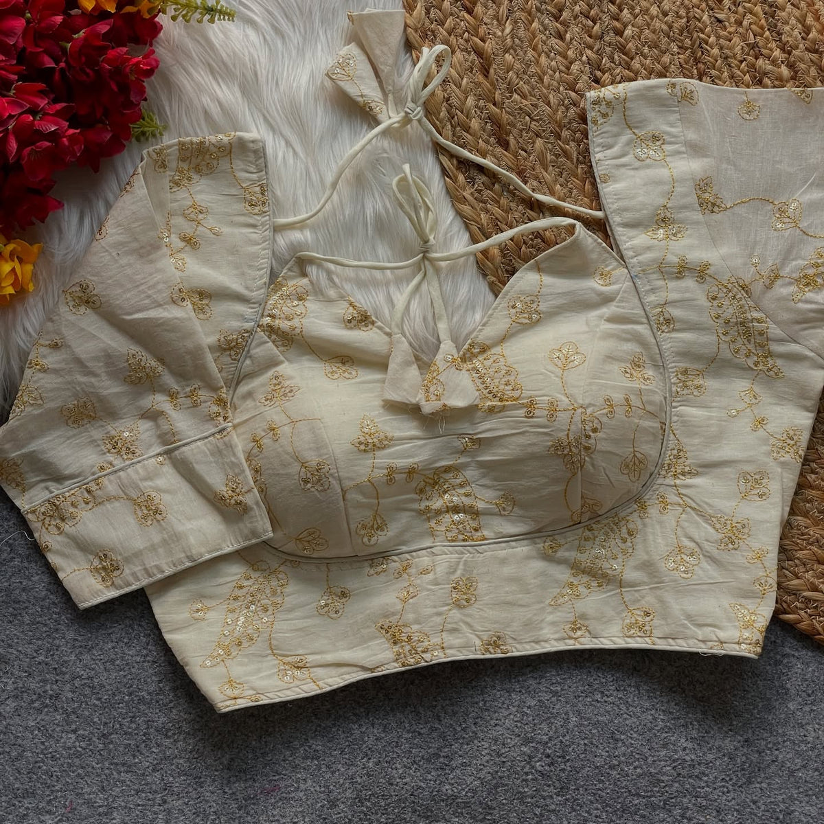 ROYAL JODHA STYLE BRIDAL ORIGINAL KHADI COTTON HALTER NECK BLOUSE