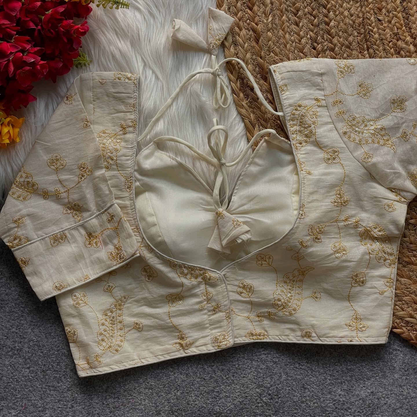 ROYAL JODHA STYLE BRIDAL ORIGINAL KHADI COTTON HALTER NECK BLOUSE